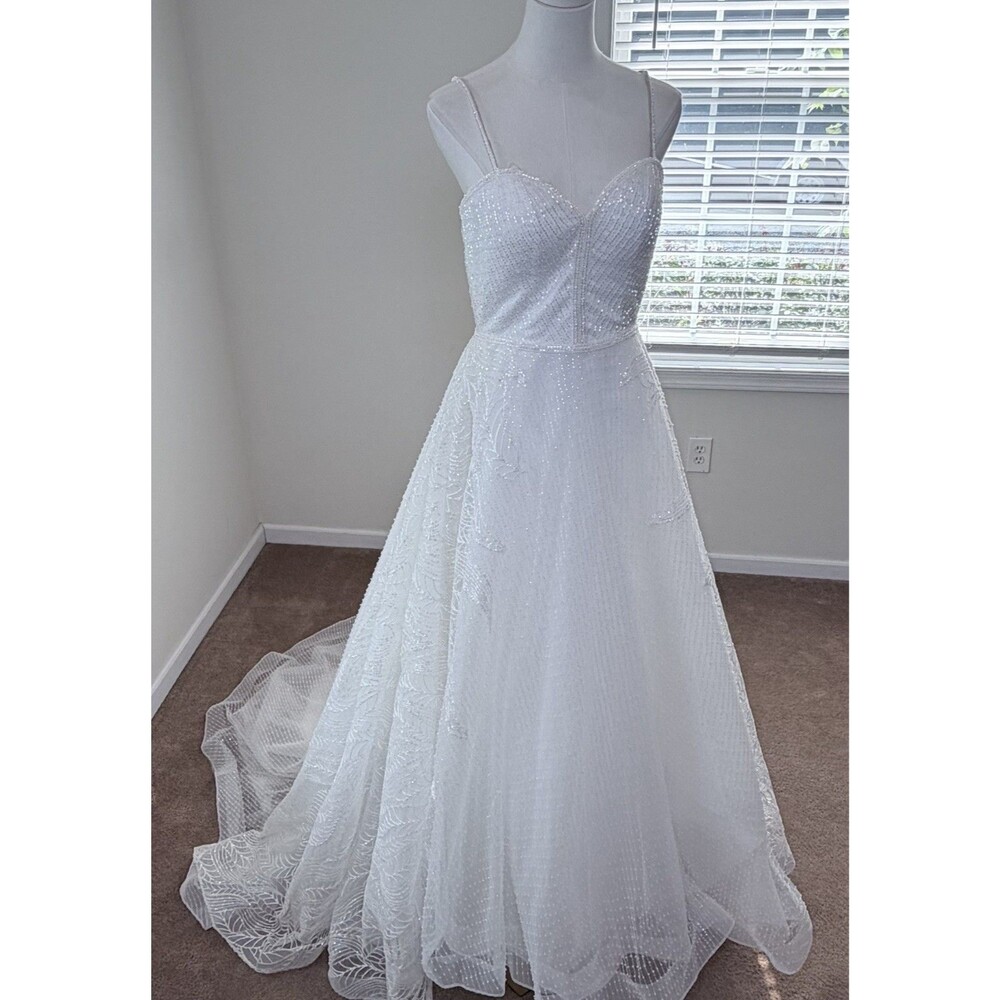 Morilee Rhianna Wedding Dress Size 9/10 Beaded A-Line Bridal Gown Altered #2095